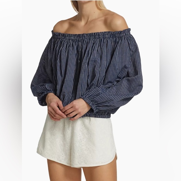 RAG & BONE Mimi Stripe Linen Blend Blouse - Picture 1 of 13
